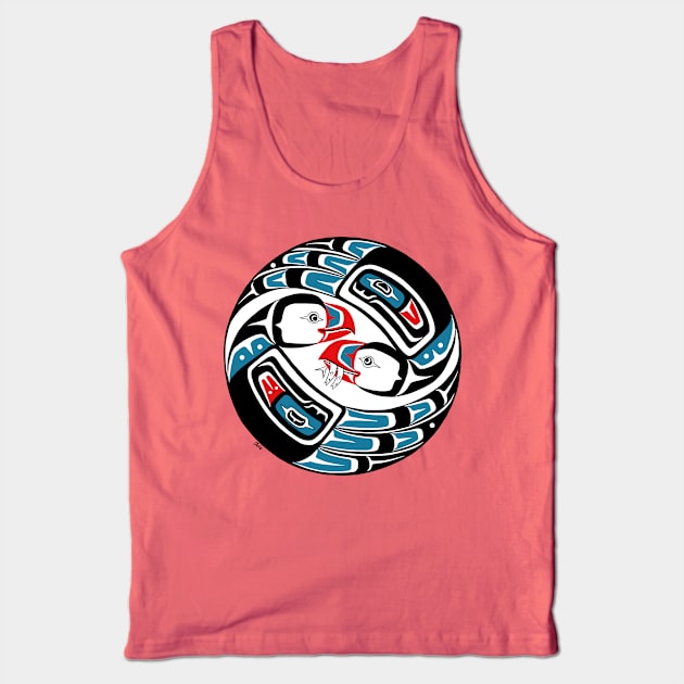 PNW tribal Courting Puffins Tank Top by Featherlady Studio